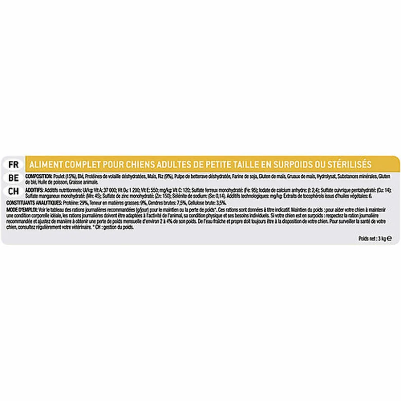 Pro Plan - Croquettes OPTIWEIGHT Small & Mini Light Sterilised Poulet Pour Chien - 3Kg 6 Pro Plan - Croquettes OPTIWEIGHT Small & Mini Light Sterilised Poulet Pour Chien - 3Kg – Image 4