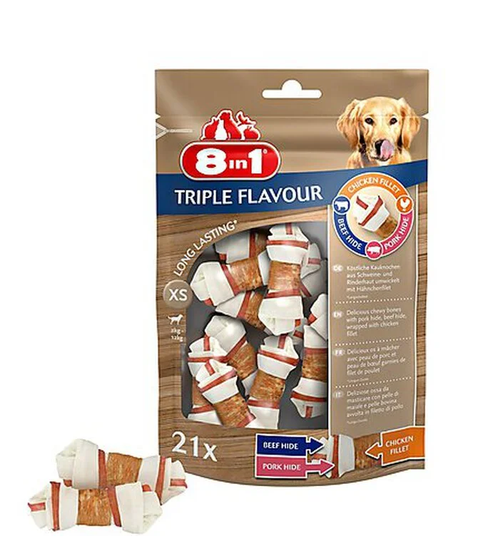 8in1 - Friandises Os à Mâcher Triple Flavour X21 Pour Chien - XS 3 8in1 - Friandises Os à Mâcher Triple Flavour X21 Pour Chien - XS