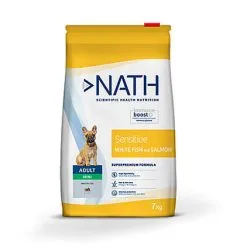 Nourriture pour chien Soldes 16 Nath - Croquettes Mini Adult Sensitive Au Poisson Et Saumon Pour Chien - 7Kg