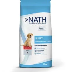 Nourriture pour chien Soldes 4 Nath - Croquettes Medium/Maxi Puppy Au Poulet Pour Chiot - 12Kg