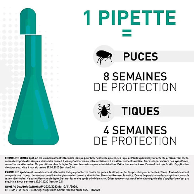 Frontline - Pipettes Antiparasitaire Pour Chien De 40 à 60kg - 4x4,02ml 6 Frontline - Pipettes Antiparasitaire Pour Chien De 40 à 60kg - 4x4,02ml – Image 4