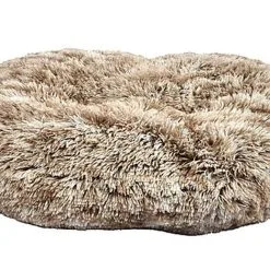 Bobby - Coussin Oval Poilu Taupe Pour Chien - 65x56cm