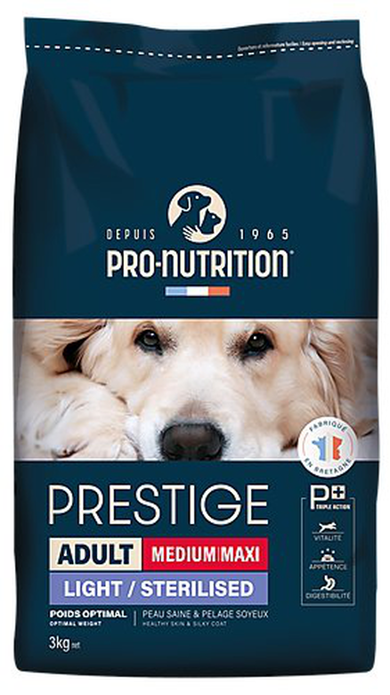 Pro Nutrition Pro-nutrition - Croquettes Prestige Medium Maxi Adult Light/ Sterilised Pour Chiens - 3Kg 3 Pro Nutrition Pro-nutrition - Croquettes Prestige Medium Maxi Adult Light/ Sterilised Pour Chiens - 3Kg